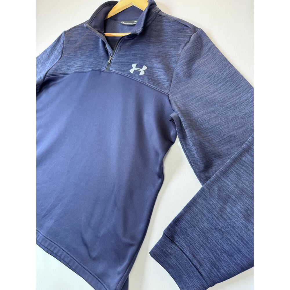 Under Armour ColdGear Pullover Mens Large Navy 1/4 Zip Thermal Long Sleeve - Picture 2 of 10